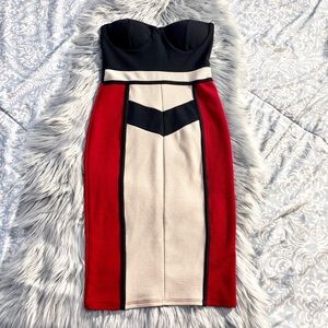 January 7 Black/Red Bodycon Dress